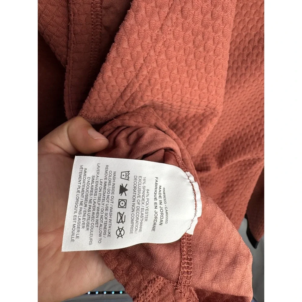 Nike Pro Dri-FIT Womens Textured Waffle Knit Hoodie Rust Orange XS DQ5590-822